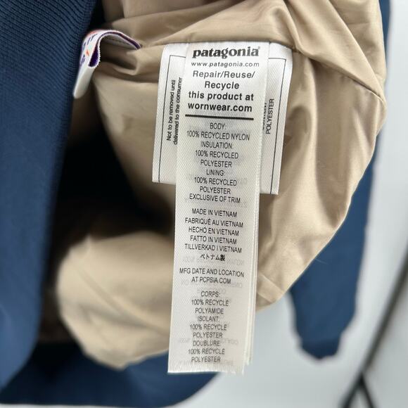 Men's Blue Patagonia Box Quilted Pullover 1/4 Zip Nylon Jacket STY20835 - Picture 8 of 10